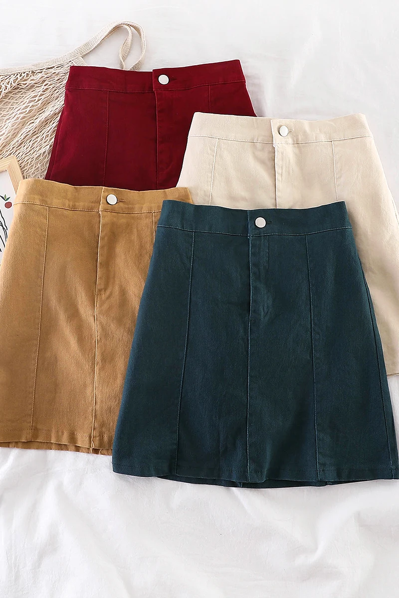 HELIAR вина однотонные Юбки Женский трапециевидной формы на пуговицах облегающее