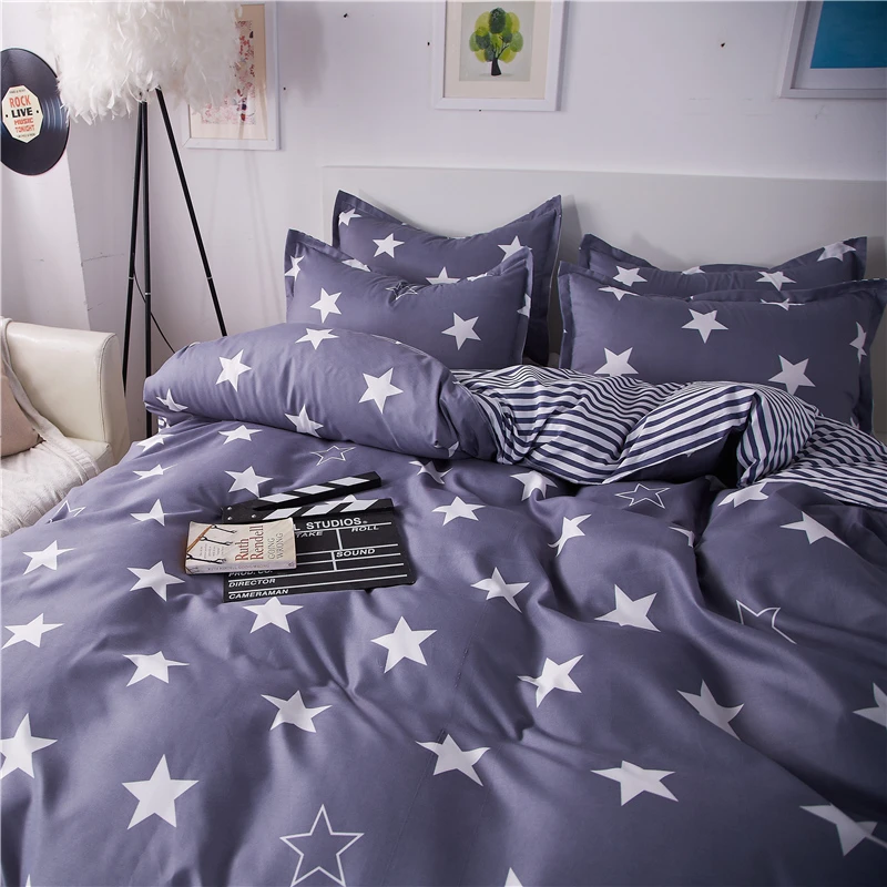 Серый постельное белье со звездами комплект одежды с рисунками для детей кровать