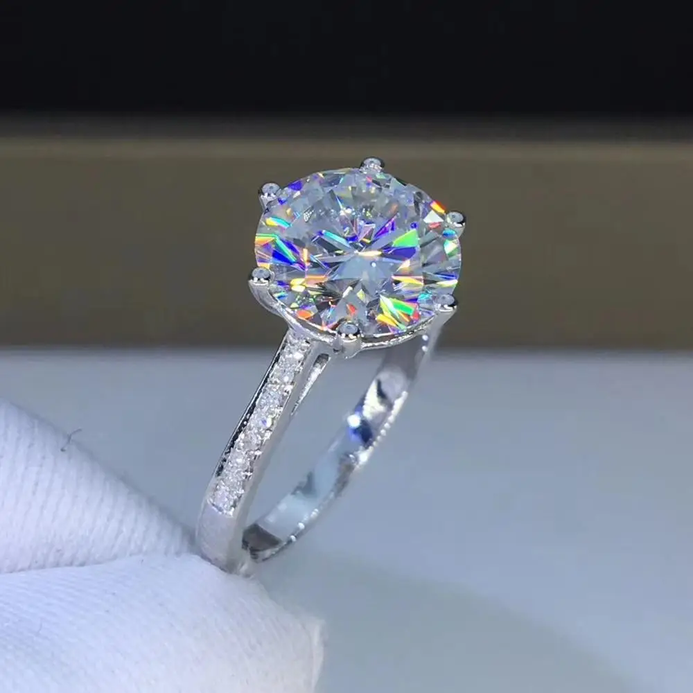 Серебряное кольцо из белого золота 3ct 9,00 мм D VVS роскошное свадебное кольцо для женщин