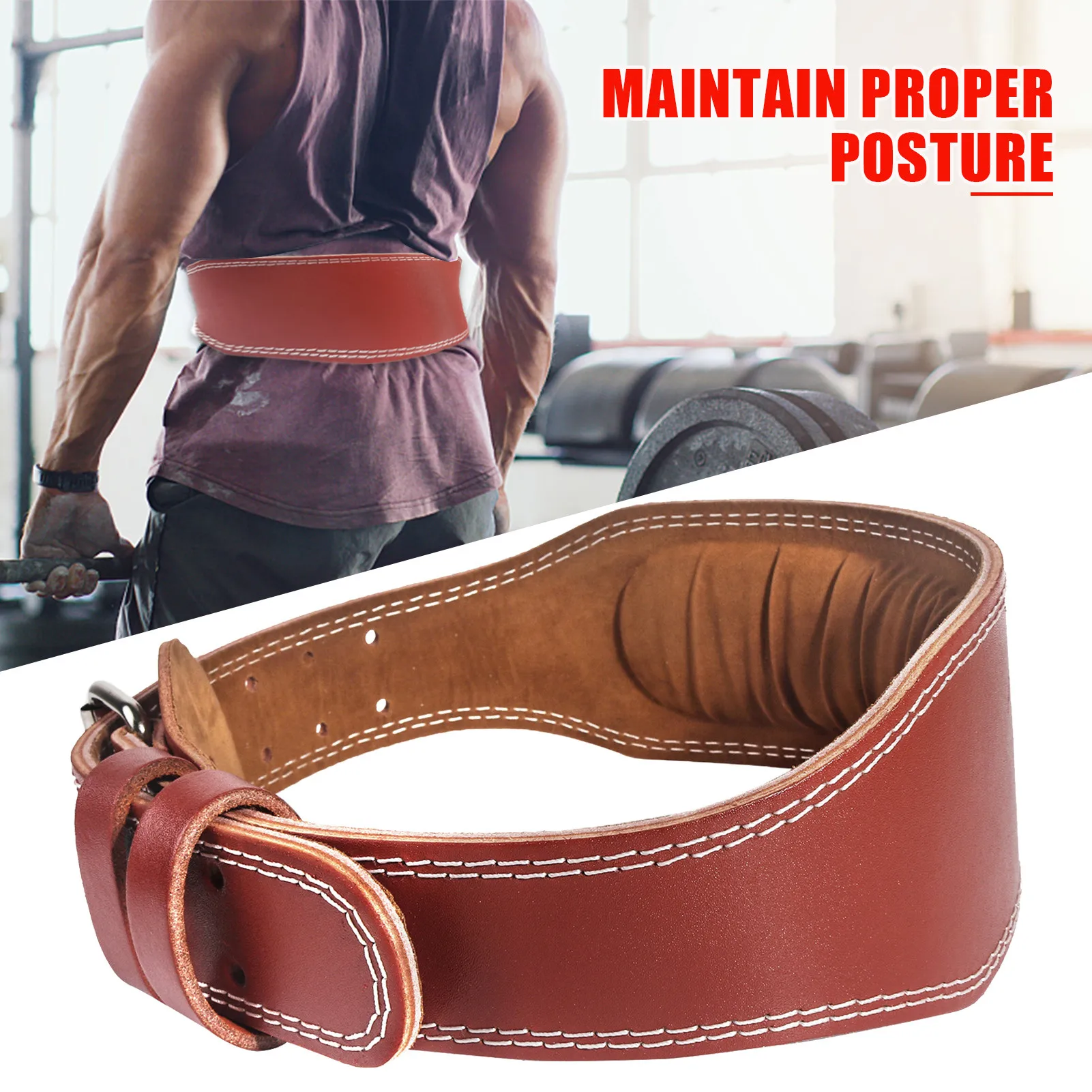 

Lever Buckle Fitness Belt Waist Protection Squat Deadlift Weightlifting Sports Training Strength Lifting Leather Belt