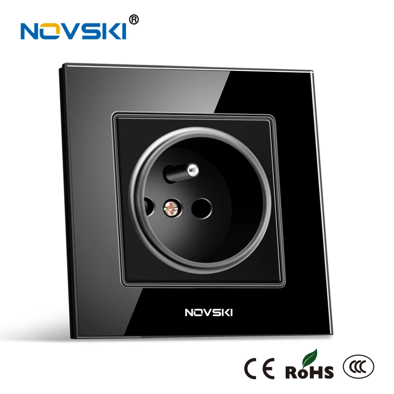 Европейская Французская электрическая розетка настенная из закаленного стекла