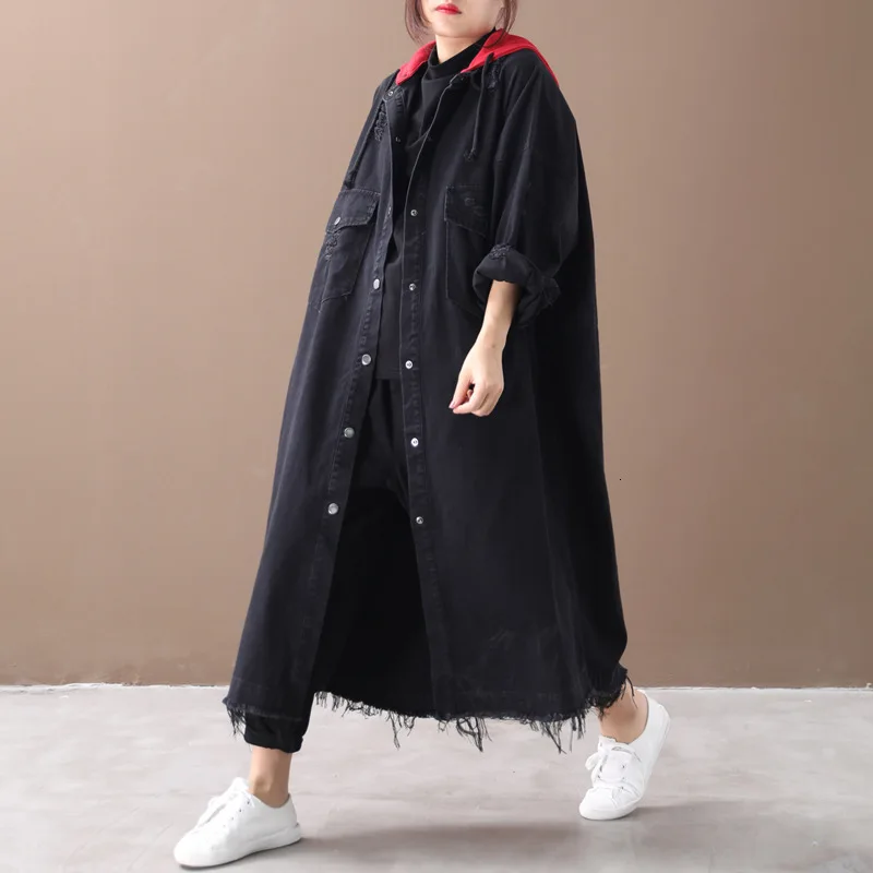 Max LuLu осенняя одежда модные корейские роскошные женские джинсовые тренчи женские с капюшоном Большие винтажные длинные ветровки