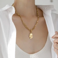 u magical hiphop double layer irregular geometric pendant necklace for women gold metallic chain toggle clasp necklace jewellery