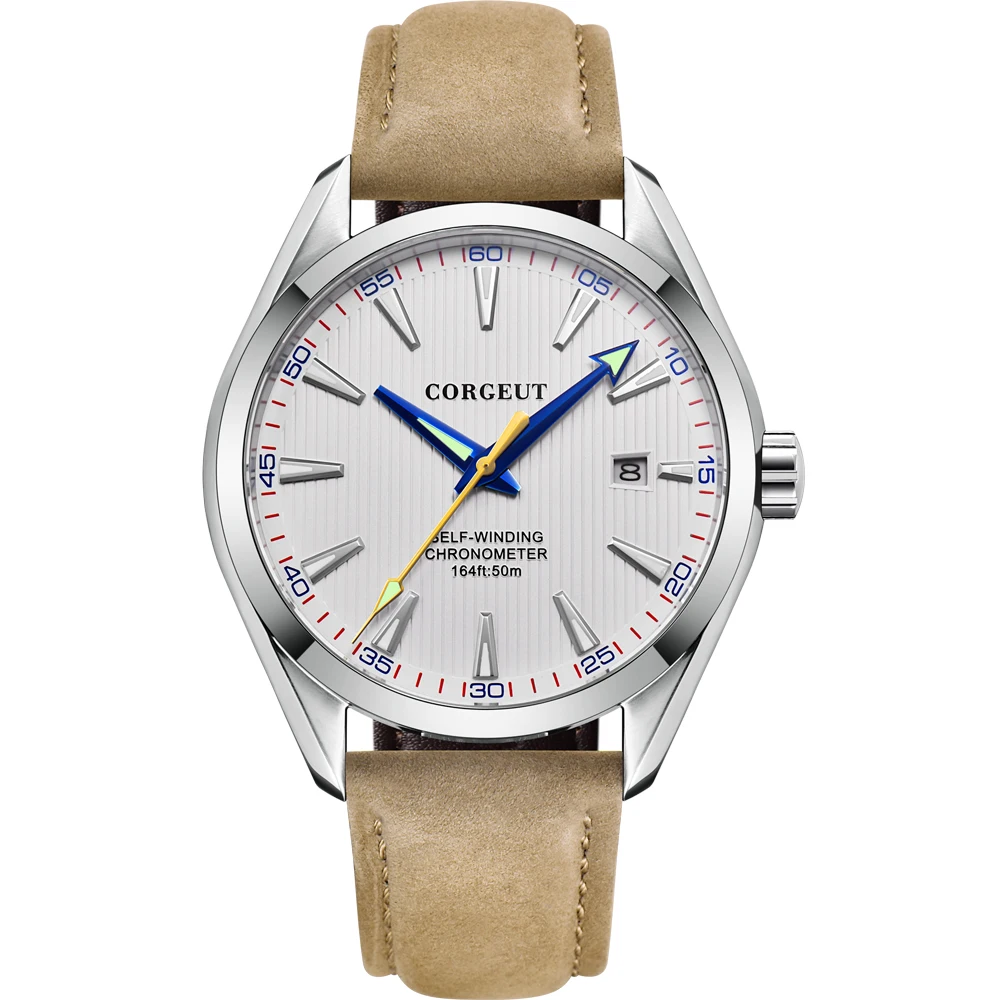 

Часы мужские кожаные автоматические механические, 41 мм, с календарем