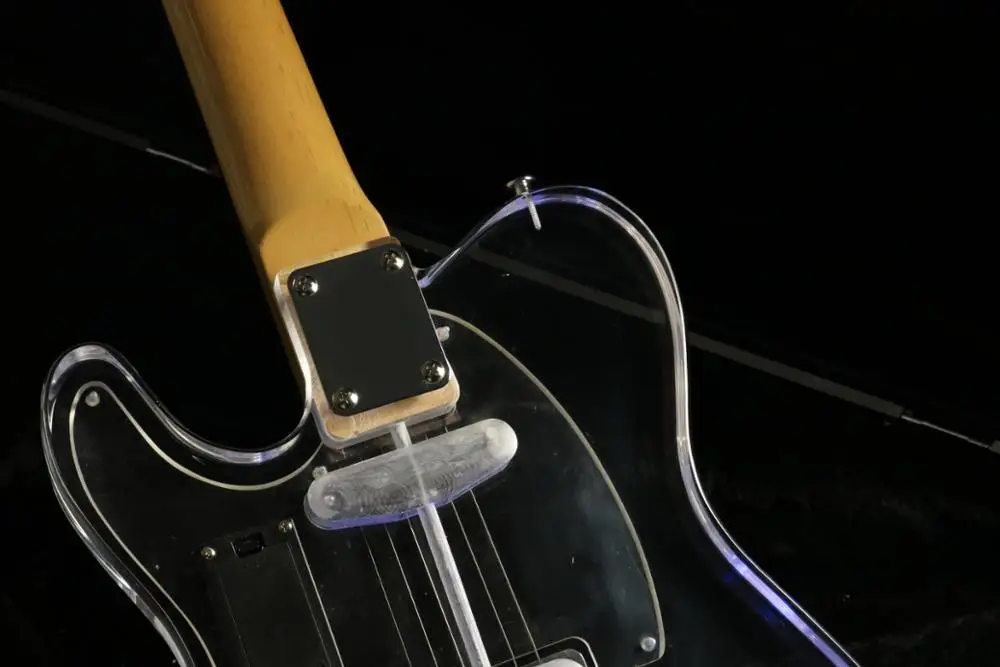 Акриловый корпус tl Электрогитара ra синий светодиодный свет кленовый гриф гитары