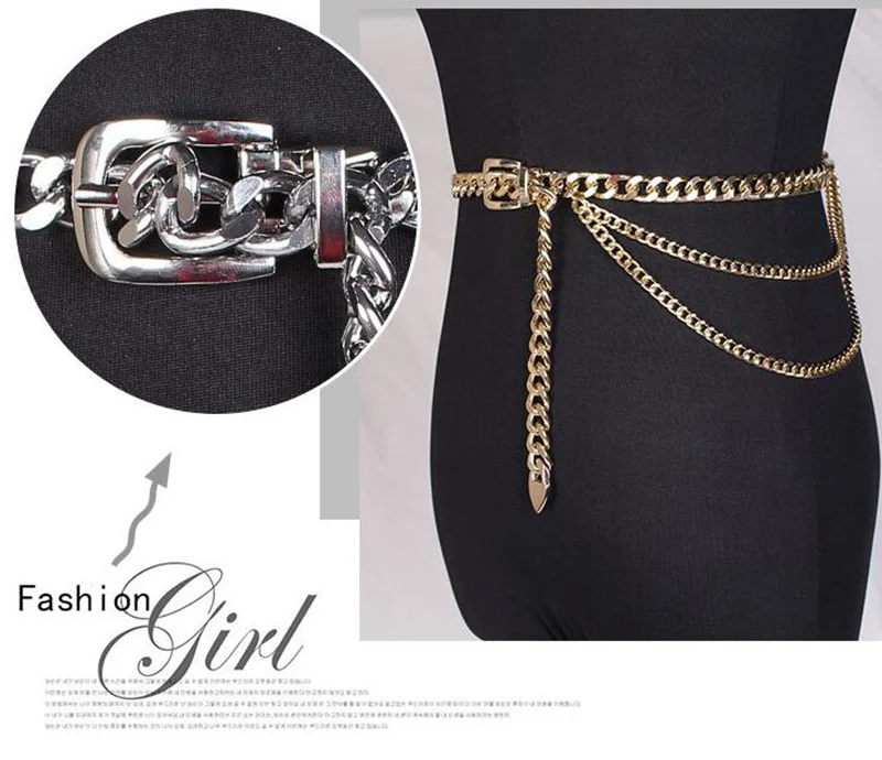 

Elegant Pin Buckle Chain Female Corset Belt Trendy Metal Waist Chain Belt for Women Ladies Dress Jeans Belts Casual