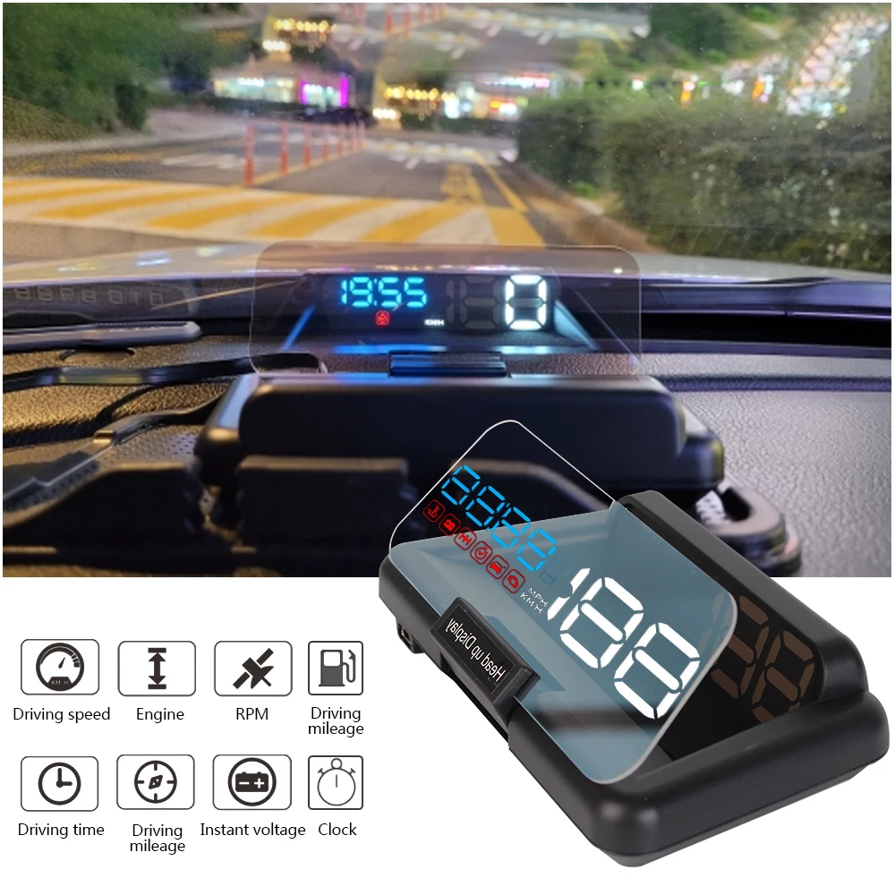 

Автомобильный дисплей Спидометр лобовое стекло проектор C500 OBD2 зеркало HUD Автомобильная охранная сигнализация температура воды об/мин Напр...