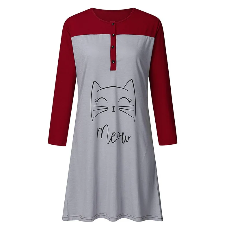 

maternity dresses Women Maternity 3/4 Sleeve Cute Print Nursing Nightdress Breastfeeding Dress vestido embarazada #3AA27