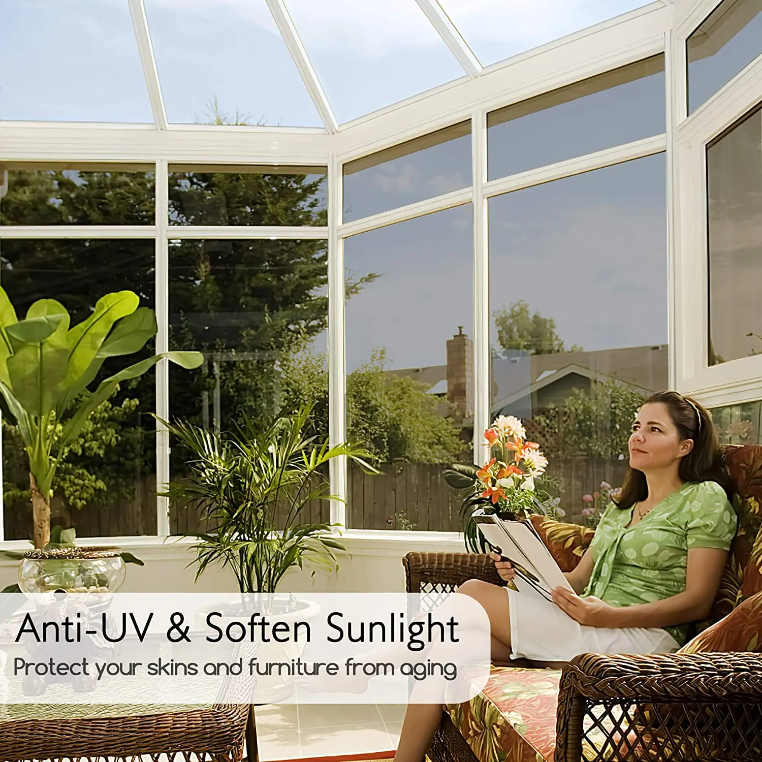 Односторонняя зеркальная оконная пленка YaJing витражная Солнцезащитная