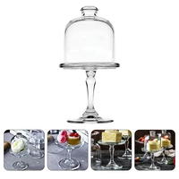 1 set glass dome food cover fruit dessert display tray party cake cover home creative high foot dessert cake cover white