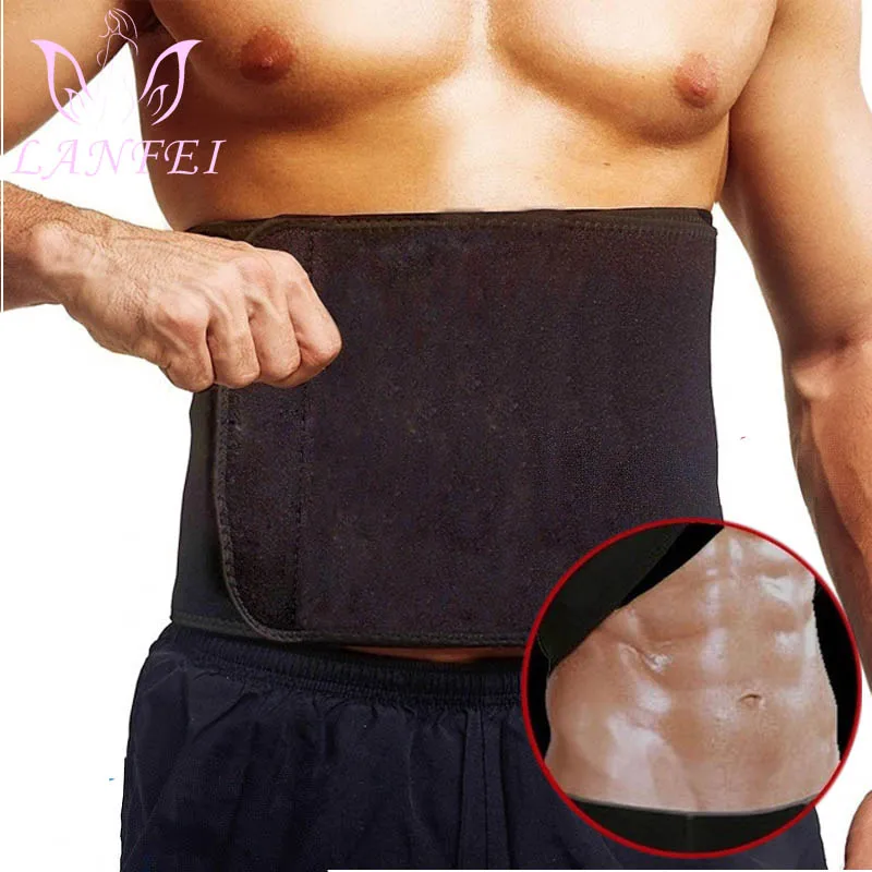 LANFEI горячий неопрен талии формирователь талии тренер для мужчин животик контроль Массажный пояс с эффектом сауны пот похудение Корректирующее белье сжигатель жира обертывание черный