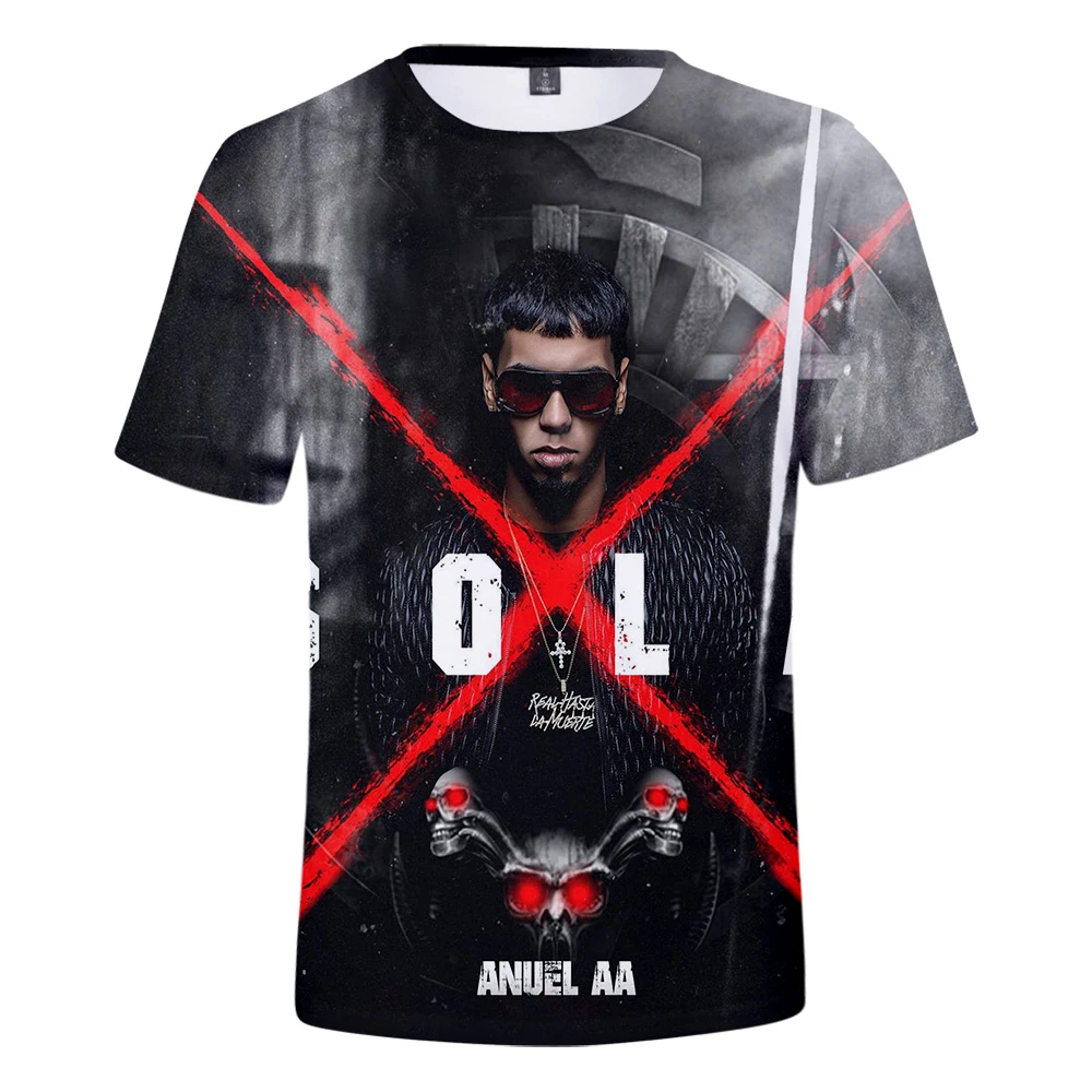 

2021 Singer Anuel AA T-shirt 3D Print Men Women Fashion Casual Summer Short Sleeve Streetwear Harajuku O-Neck Oversize Tops