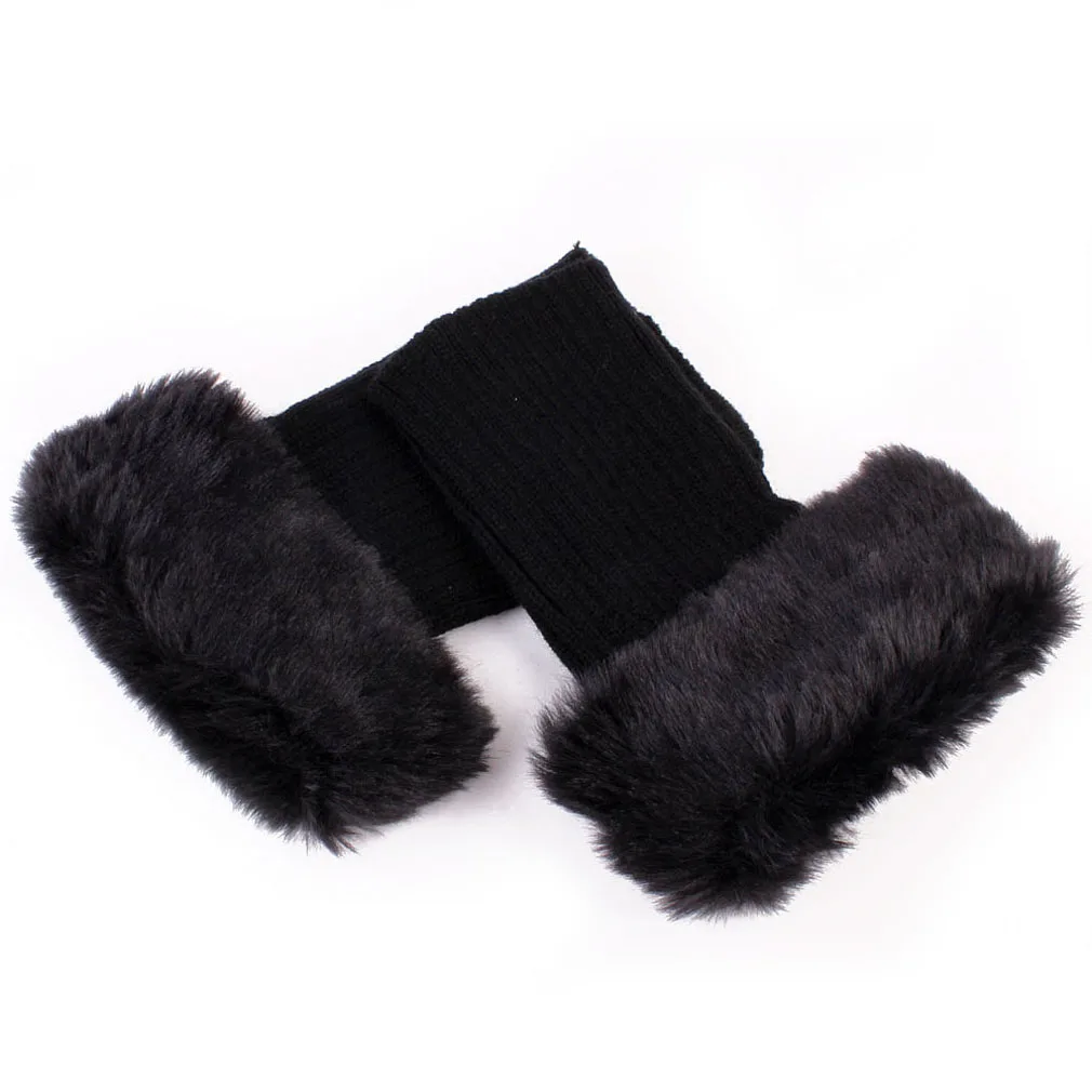 

Faux Fur Ladies Knit Crochet Boot Cuffs Toppers Ankle Socks Winter Leg Warmers