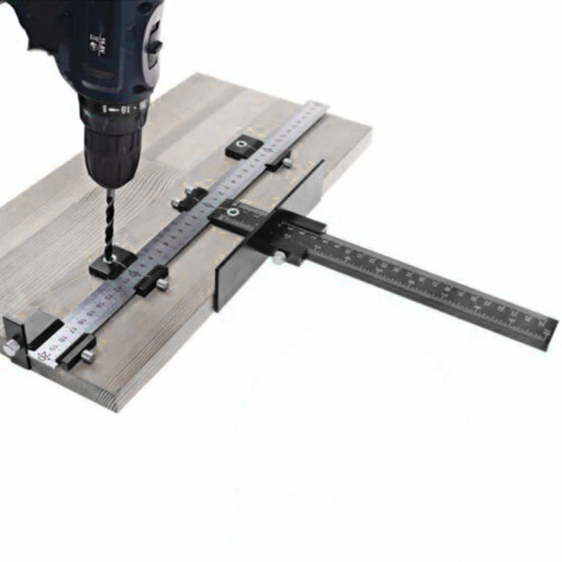 

Adjustable Position Ruler Locator Tool Aluminum Alloy Measuring Woodwork Tool