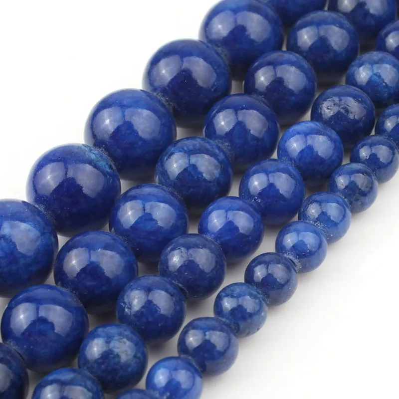 

Wholesale Natural Stone Deep Blue Jade Round Loose Beads For Jewelry Making DIY Women Men Bracelet Necklace 6 8 10 12 mm 15 inch