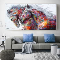 nordic animal art couple running horses canvas painting wall art pictures for living room modern abstract art prints posters
