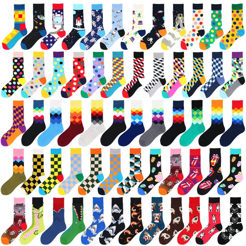 

Hot food cartoon fruit funny happy men's stockings interesting creative design socks hip hop skateboarding socks leisure