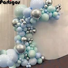 104 шт. DIY пастельные макароны синие Мятные воздушные шары гирлянда серебряные перчатки арочный комплект для дня рождения свадьбы Baby Shower юбилейной вечеринки декор
