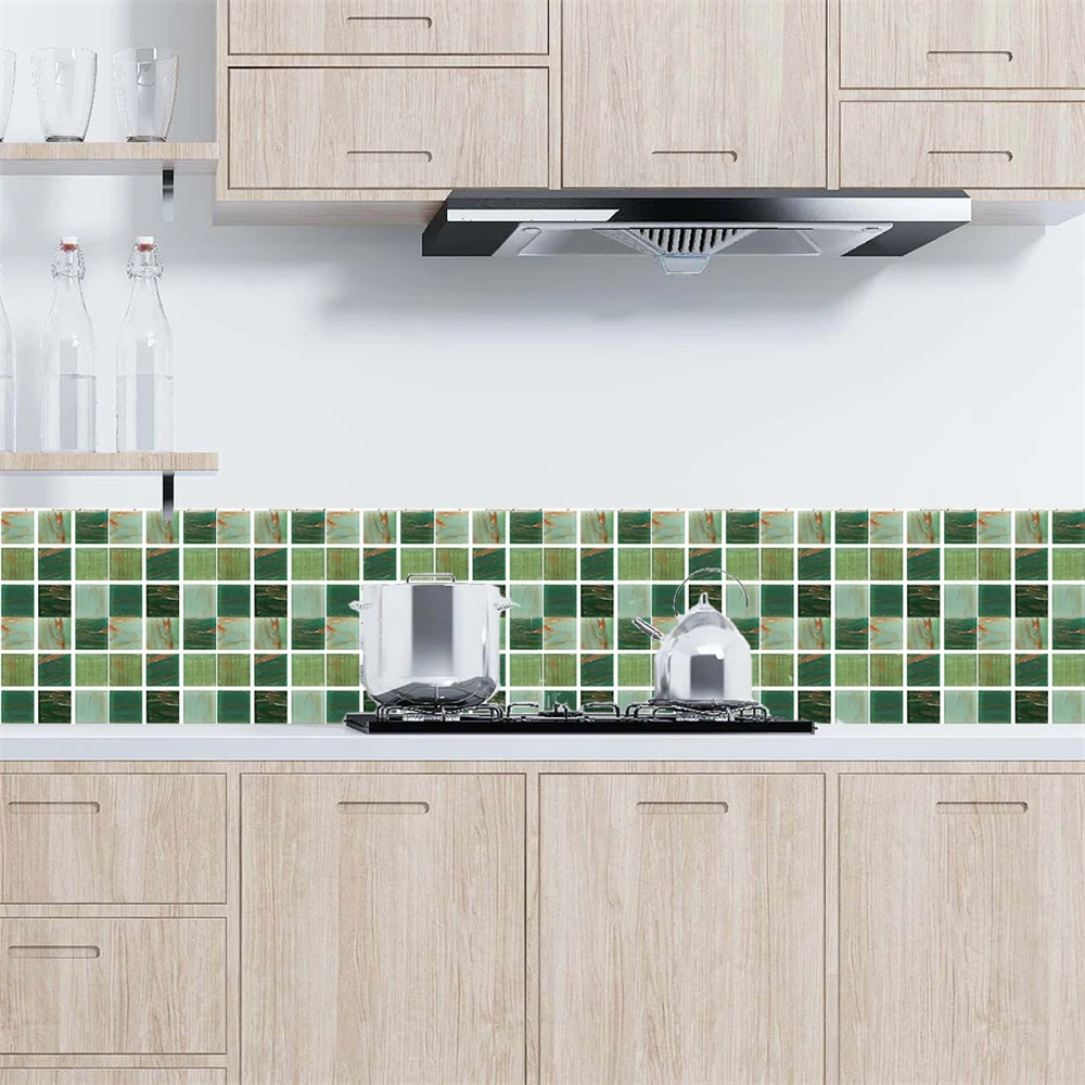 Зеленая Золотая рыбка мозаичная плитка наклейка кухонный маслоустойчивый кухня