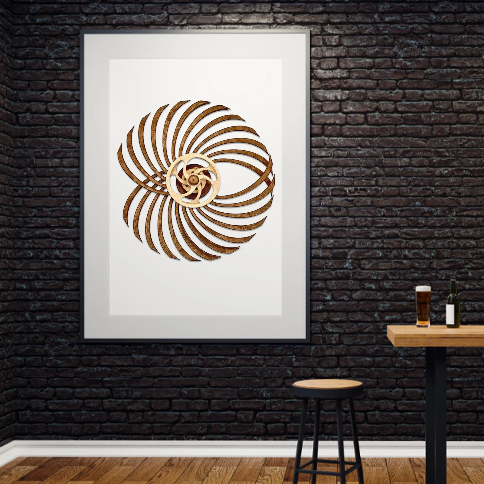 Escultura cin&eacute;tica el&eacute;ctrica para el hogar, molinillo de viento giratorio de madera, adorno decorativo para pared-2