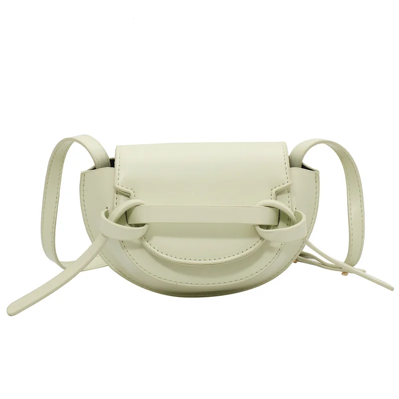 

Solid Color Green PU Leather Small Saddle Crossbody Bags For Women 2021 Summer Travel Fashion Simple Shoulder Handbag And Purse