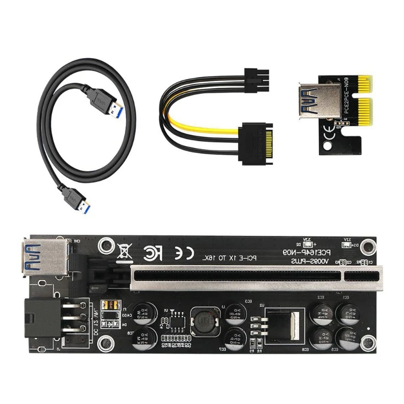 

Мощный и гибкий USB PCI-E Райзер 009 GPU 6-контактная карта SATA 15pin для майнера BTC