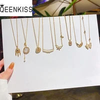 qeenkiss nc702 fine jewelry wholesale fashion woman girl birthday wedding gift butterfly flower aaa zircon 18kt gold necklace
