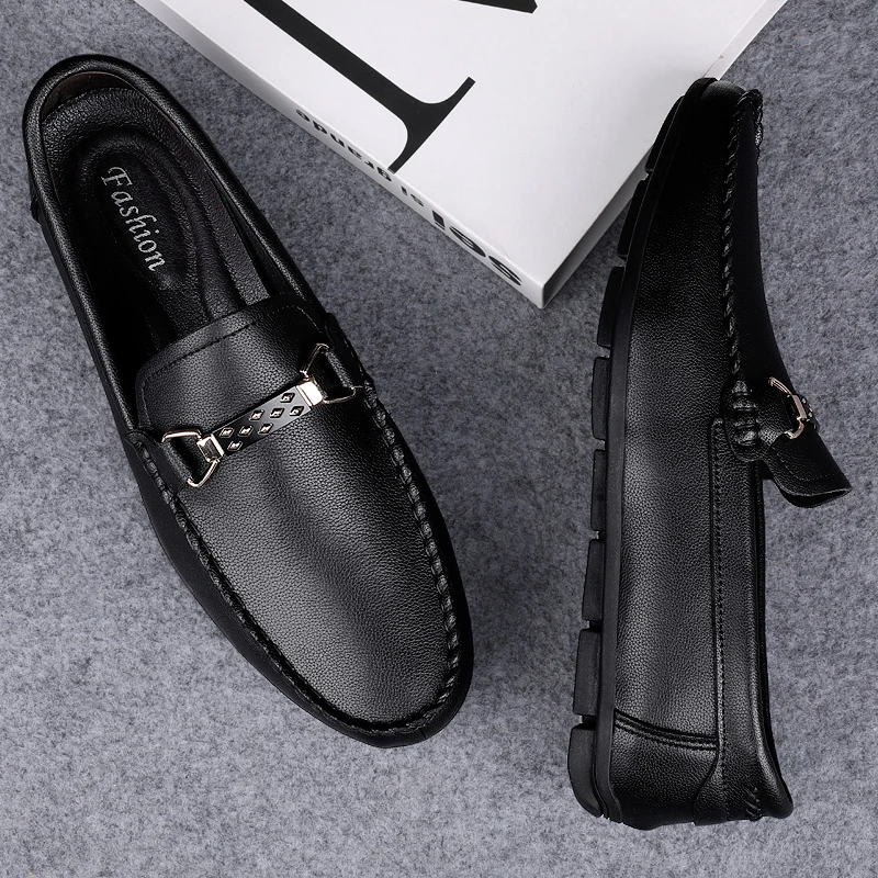 

Genuine Leather Men Casual Shoes Breathable Mens Loafers Fashion Slip-On Comfortable Driving Shoes Mens Loafers Moccasins