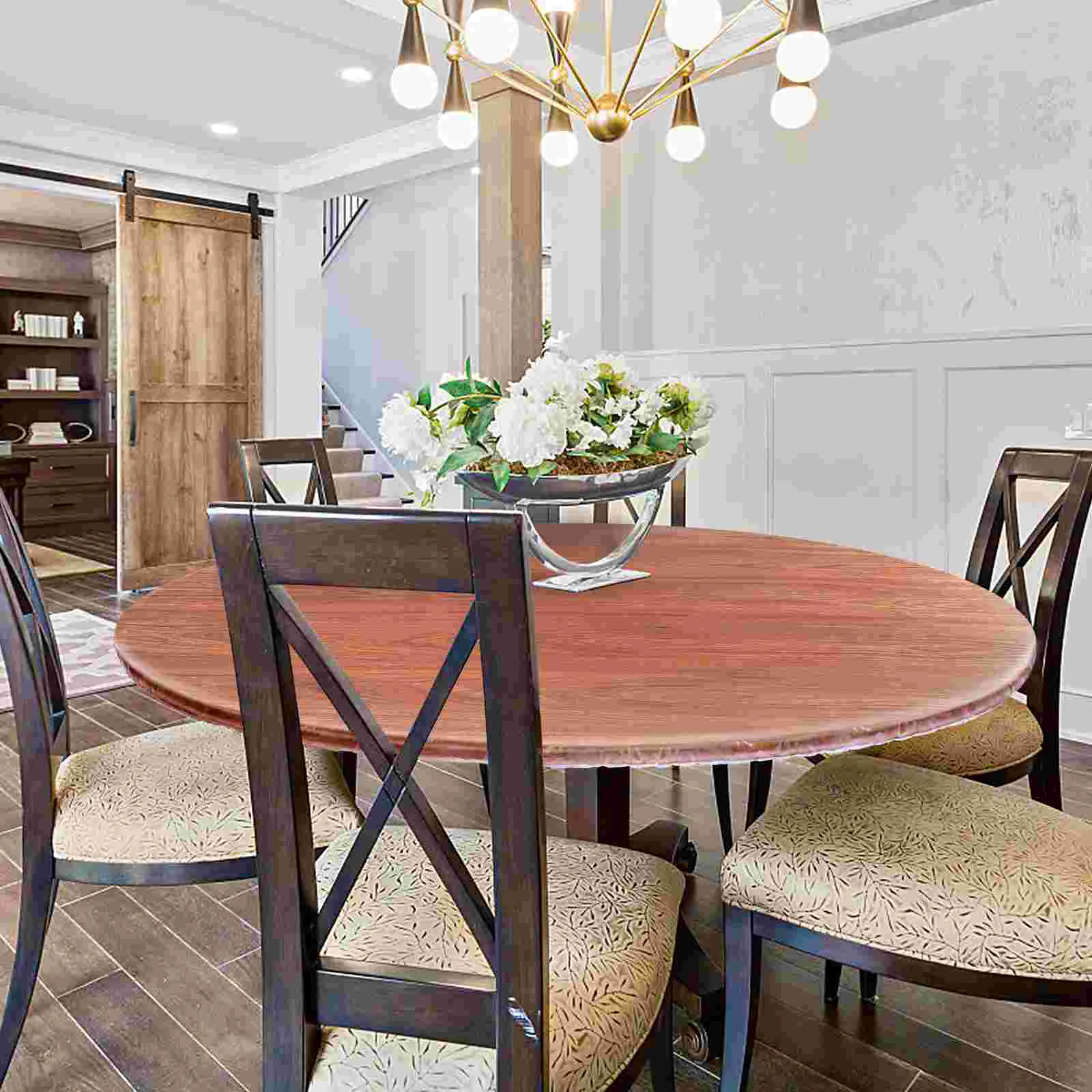 IMIKEYA круглая ПВХ скатерть прозрачная для стола устойчивая к морщинам эластичная