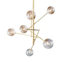 modern luxury led chandelier gold glass bubble designer lamps minimalist art decorate dining room restaurant hanging lightings