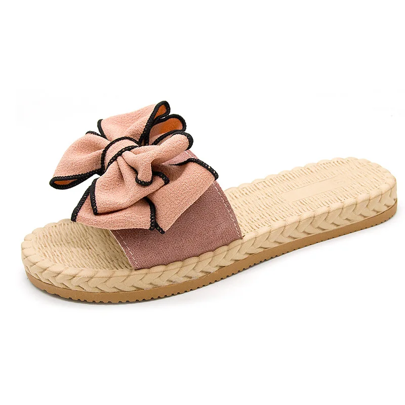 

Female Shoes Slippers Casual Butterfly-Knot Low Summer Clogs Woman Slides 2021 Luxury Beach Flat Fabric Fashion Butterfly-knot P