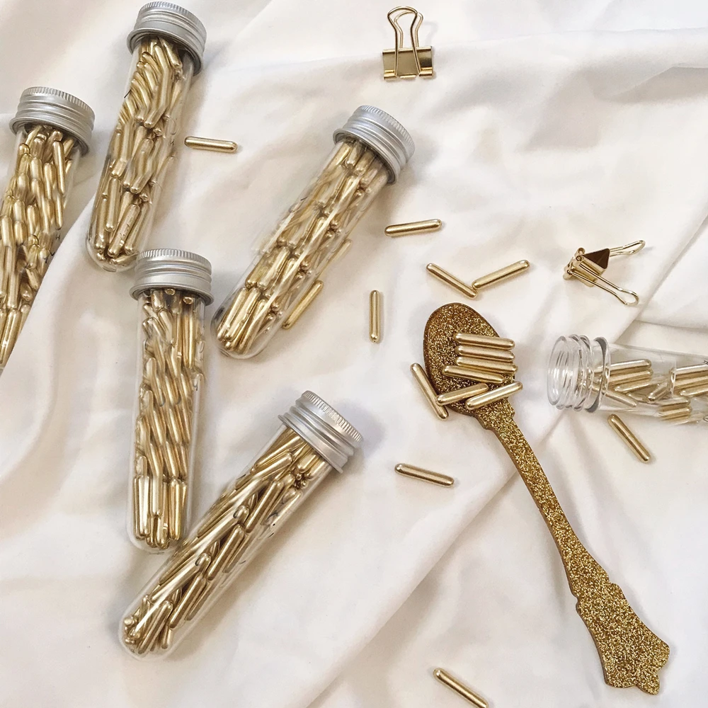 Съедобные сахарные бусины Золотая сахарная игла серебряная палочка сделай сам