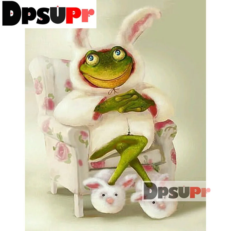 

5D, сделай сам, полноразмерная, круглая алмазная живопись, Набор для вышивки крестиком лягушки, вышивка, мозаика, Декор, Детский пазл ручной р...