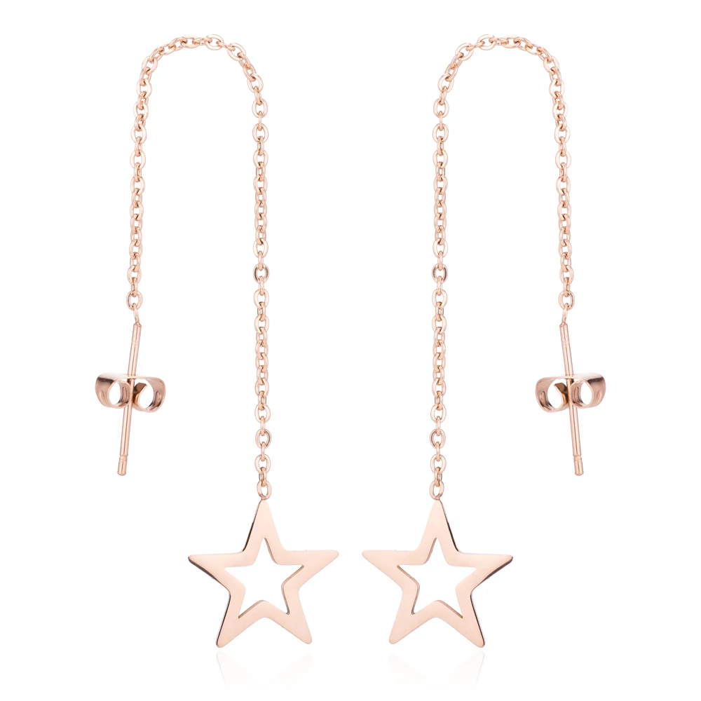 Женские серьги с шестигранной подвеской FENGLI Длинные круглые из нержавеющей