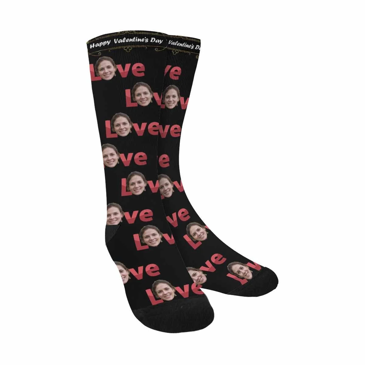 

Custom Face Romance Red Love Sublimated Crew Socks