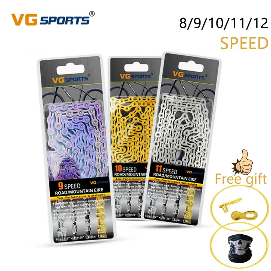 

Vg Sports Ultralight 116L 8 9 10 11 12 Speed Bicycle Chain Silver Half Hollow Bike Chain Mountain Road Bike Full Hollow Chains