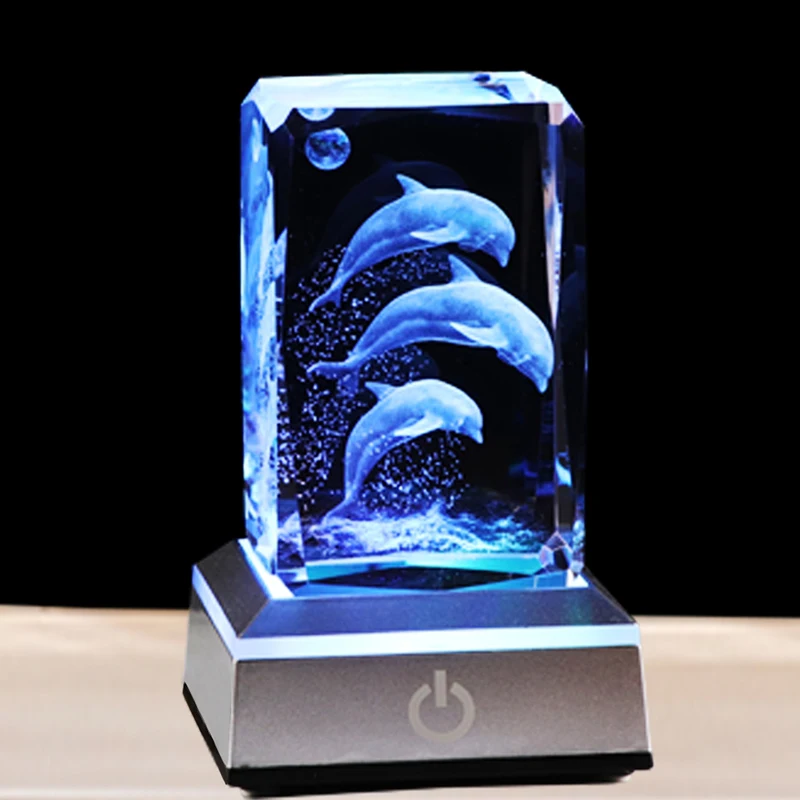 Миниатюрный 3d дельфин модель морского животного Кристалл K9 лазерная гравировка