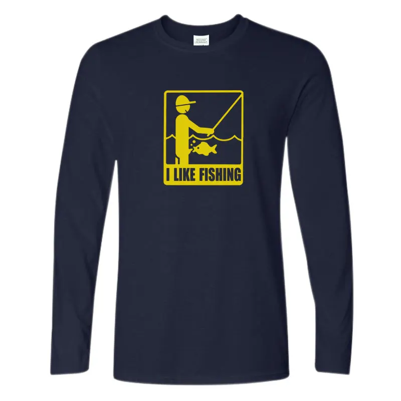 

Новый мужской юмористический топ с забавными надписями I like fishing, хлопковый Мужской Топ с длинным рукавом в стиле Харадзюку