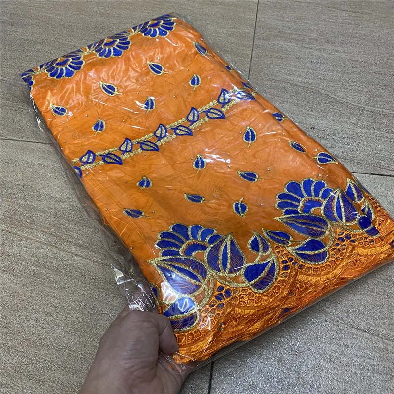 

Африканская богатая ткань bazin с Бродом, последняя мода, женская ткань с сетчатым кружевом, 5 ярдов, 2L062503