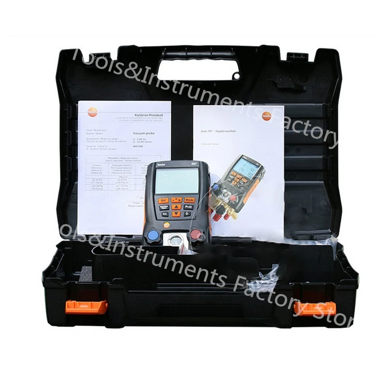 Testo 557 Холодильный манометр цифровой набор коллектора для Testo 557 с зажимными зондами с Bluetooth и внешним вакуумным манометром