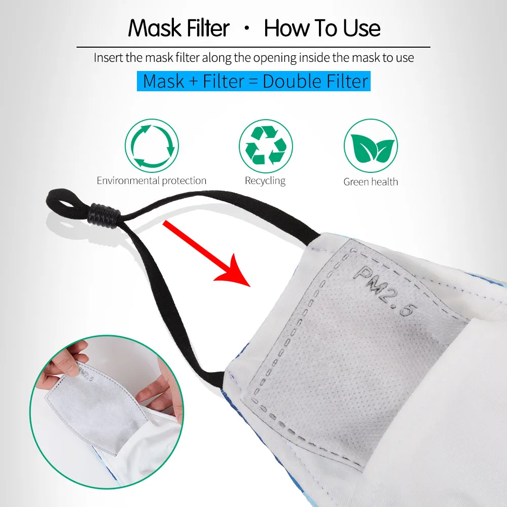 

Funny Printed Mask Reusable Washable Fashion Masker Cartoon Cute Animal Print Face Mask PM2.5 Filter Dust Protective Mouth Mask