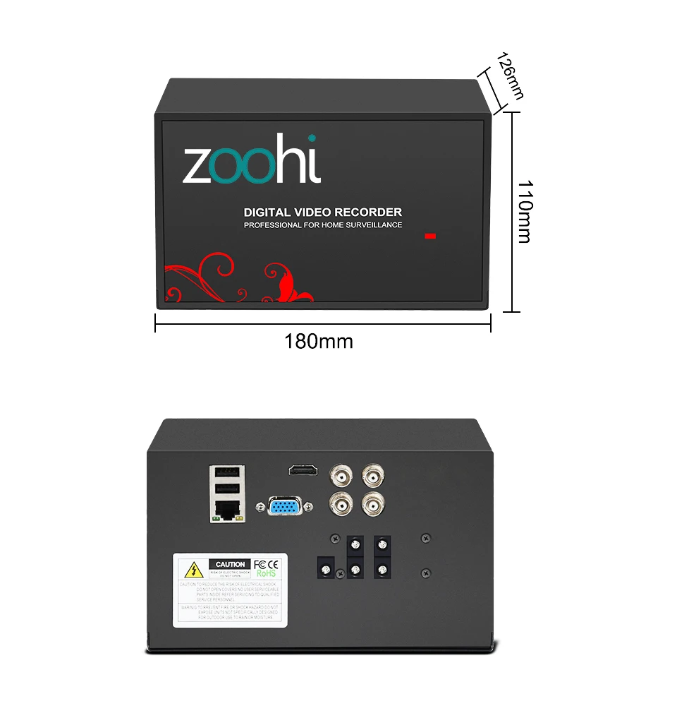 Zoohi 2CH 720 P/1080 P AHD Камера видеонаблюдения комплект P2P HDMI H. 264 DVR система видеонаблюдения Водонепроницаемая наружная камера безопасности комплект