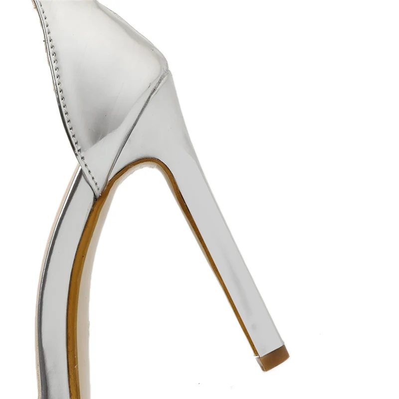 2019 женские Серебристые босоножки на высоком каблуке 11 см Размеры 35 40 модельные