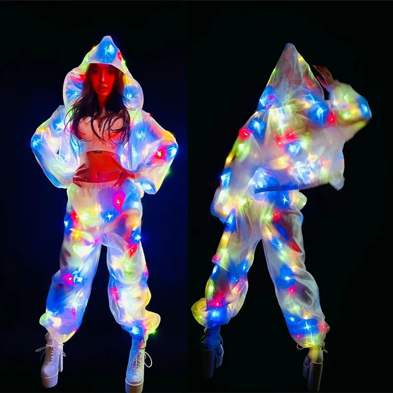 Красочное электронное освещение танцевальный костюм светодиодная светящаяся