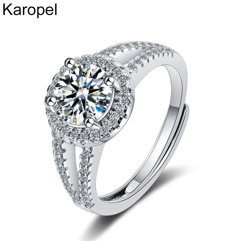 

Karopel 925 Sterling Open Rings for Women Wedding Engagement Party Rings for Women Jewelry 2021 Fashion Cubic Zirconia Rings