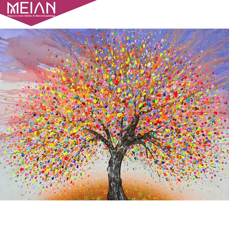Алмазная живопись MEIAN 5d искусственное дерево полное круглое и квадратное сверло