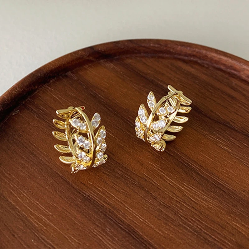 

2021 новый популярный дизайн 14K, покрыто настоящим Золотые листья серьги-кольца для женщин очарование темперамент ювелирные изделия Блестящи...