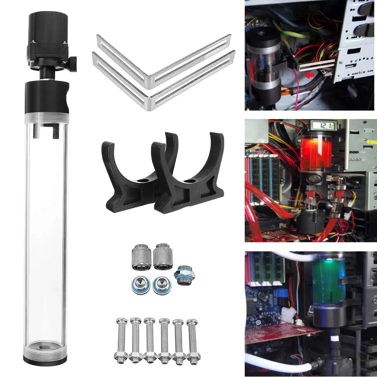 

G1/4 Thread Cylinder Reservoir Tank 50mmX310mm Water Cooling Tank 19W Pump Computer Water Cooling Radiator Liquid Cooling Cooler