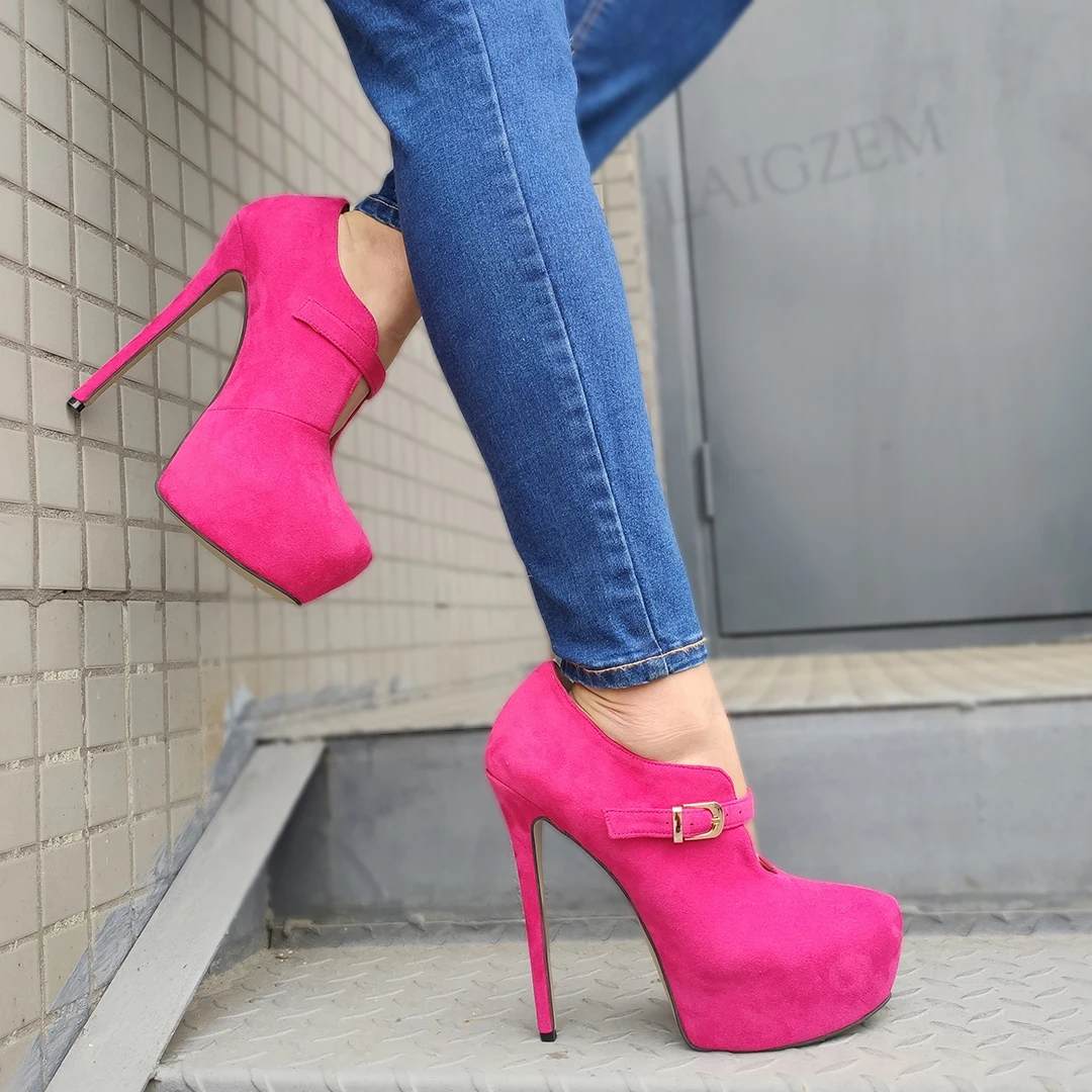 

Женские ботинки на платформе DOHBANER, ботильоны на высоком каблуке с пряжкой и ремешком, большие размеры 44, 47, 52