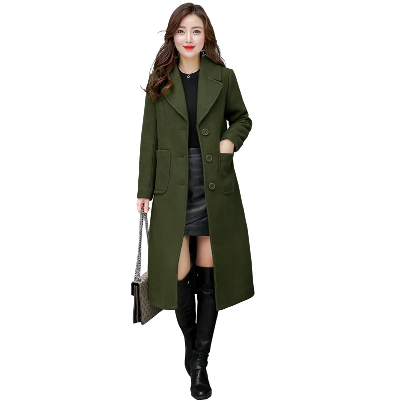 Осень Зима Шерстяное Пальто Женщин Тонкий Средний Длинный Корейский Дамы
